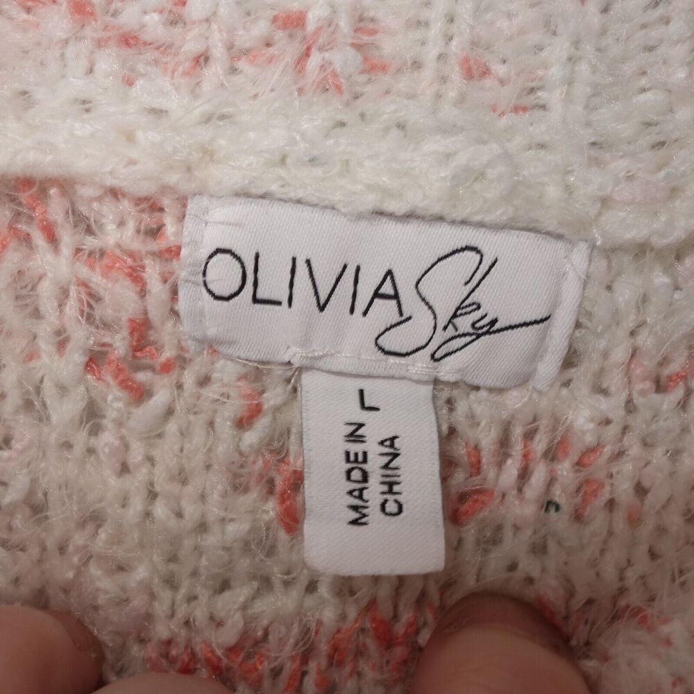NEW Olivia Sky  Sweater Soft Cream Pink Women's Size Large - Picture 4 of 6